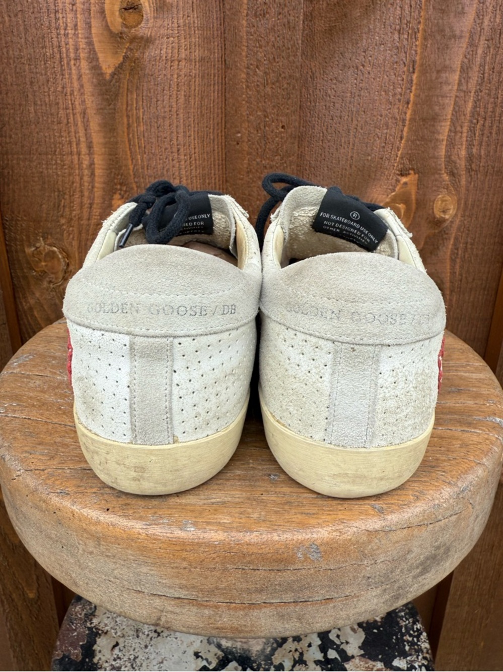 Authentic GGDB White Suede Sneakers with Red HEART and STAR Detail - Picture 5 of 6